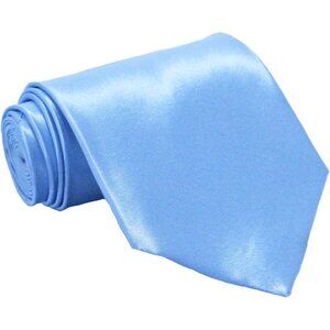 Men's Sky Blue Solid Pure Color 3.75" Imported Satin Formal Neck Ties